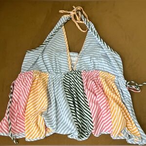 Anthropologie Striped Multicolor Halter Tank Top